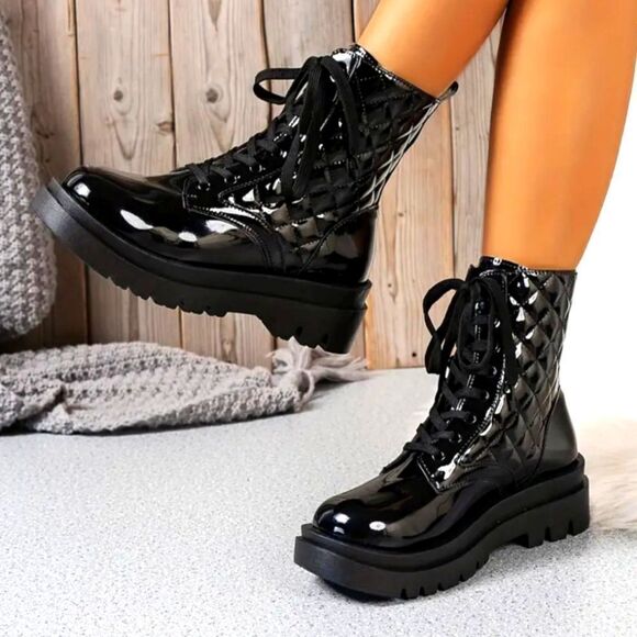 Women's quilted combat boot sz 10.5 - Picture 8 of 14